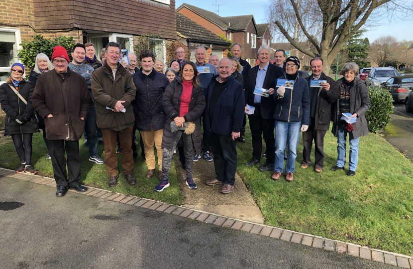 Nigel Williams (centre right), Linden Kemkaran (centre left) with the team from Sevenoaks Conservatives